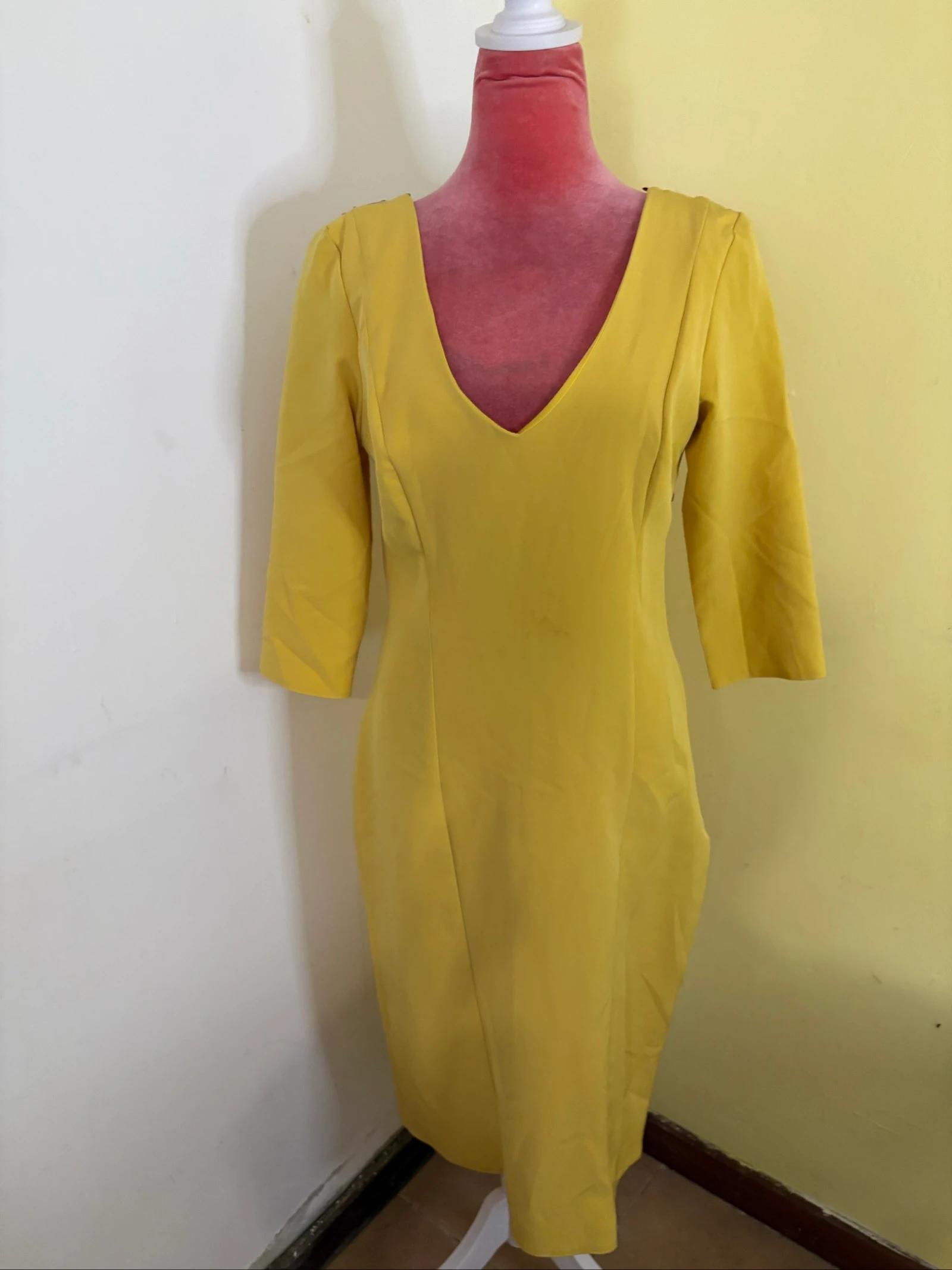 Vestido Amarelo Mostarda Midi Festa - Costas Abertas – photo 2